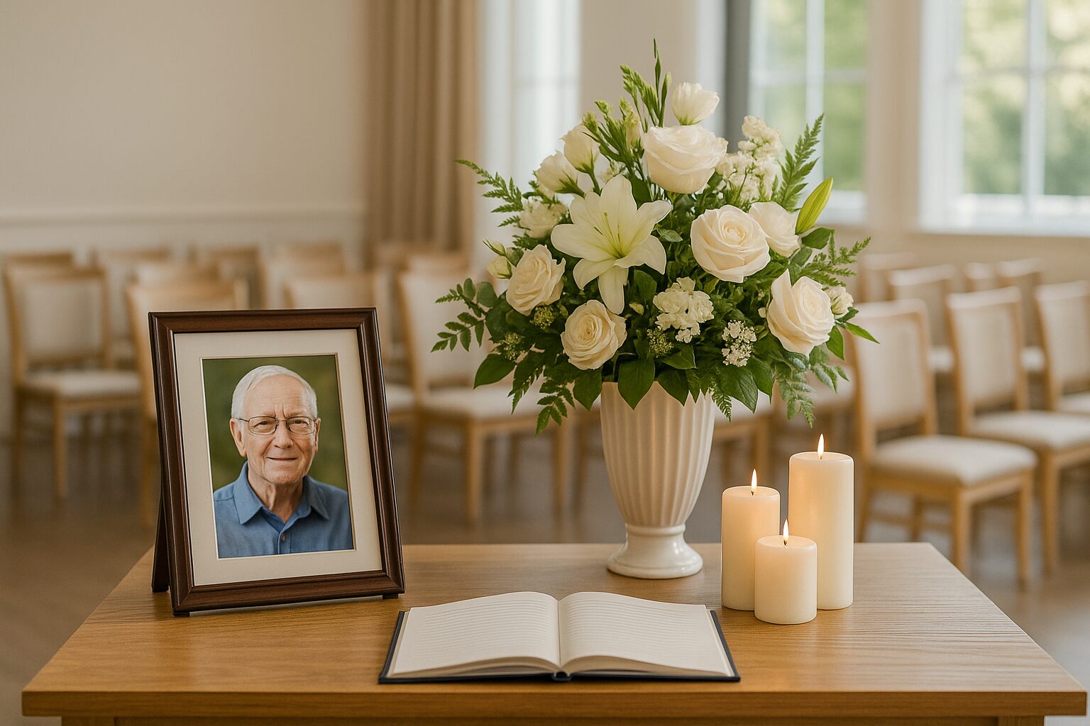 Planner reviewing funeral checklist and calendar on laptop