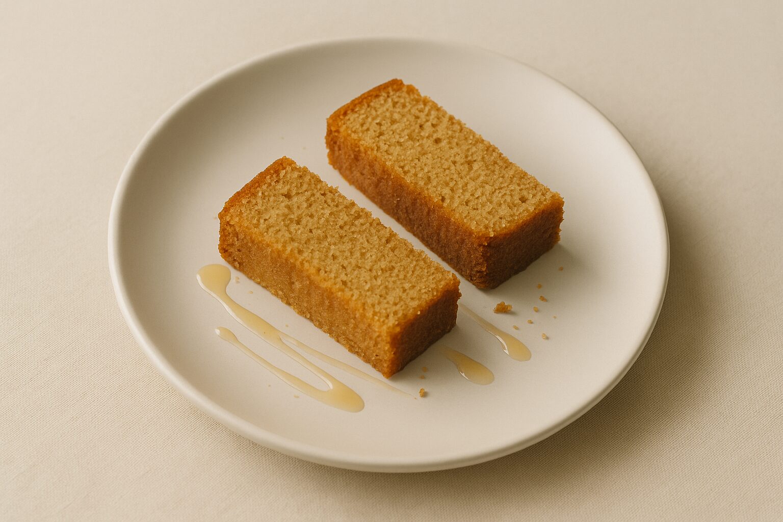 Honey cake slices with golden drizzle